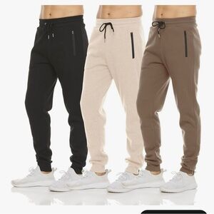 3 pack Men's Jogger Pants - Black, Cream, and Tan